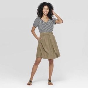 a new day Paper Bag Waist Khaki A-Line Skirt, Size  2X